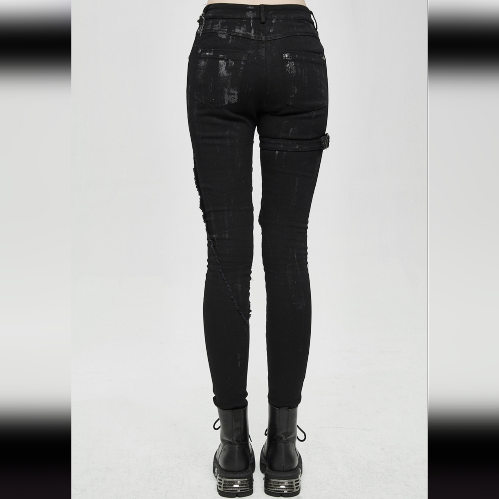 Stylish Black Lace-Up Women Jeans - Picture 2 of 3